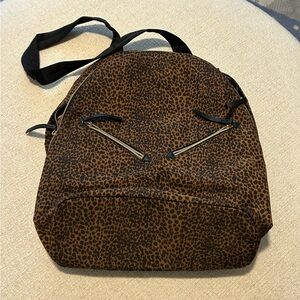 Stella & Dot Leopard Print Brown Backpack